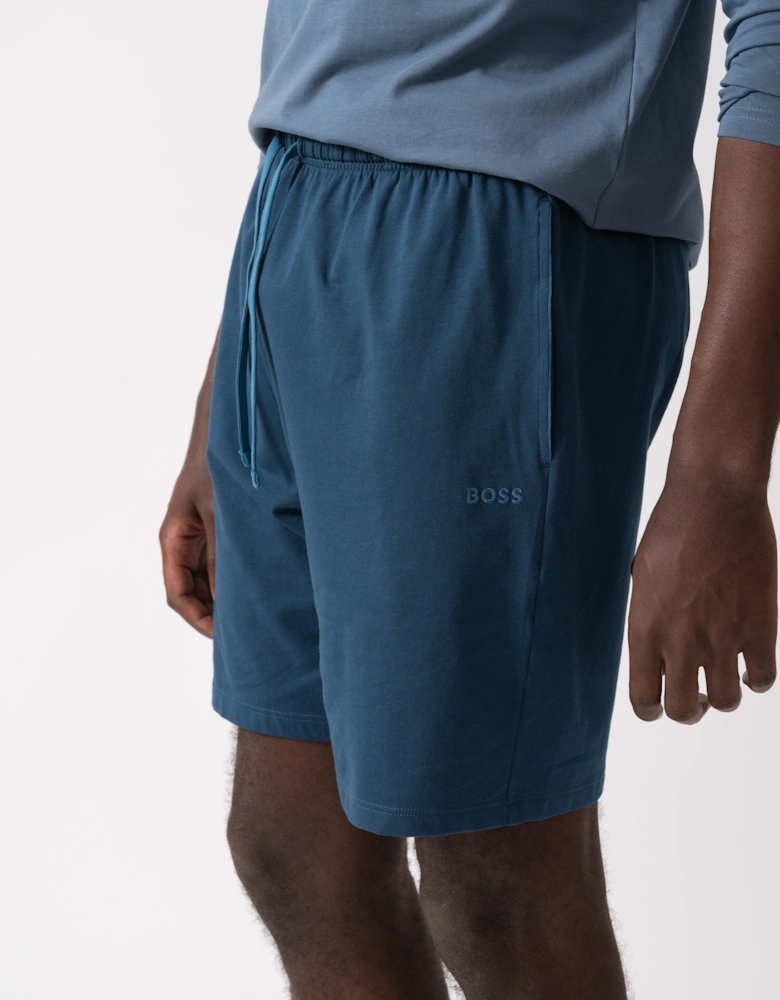 BOSS Orange Mix&Match Mens Stretch-Cotton Regular-Rise Loungewear Shorts with Embroidered Logo - Open Blue 480