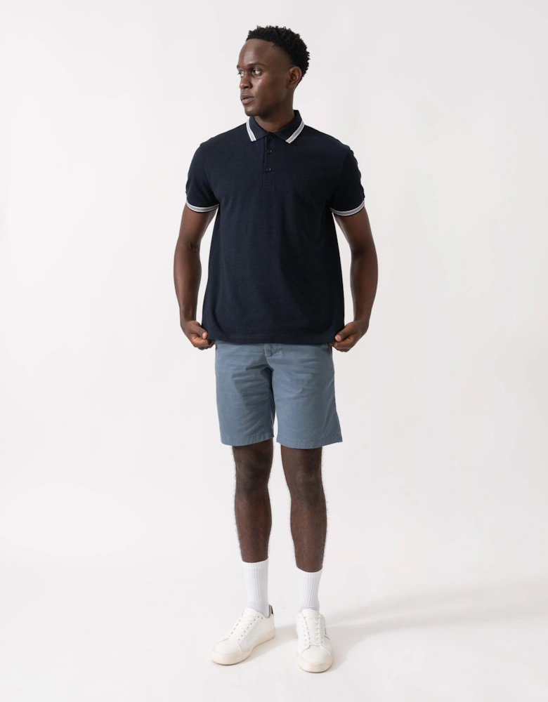 BOSS Green Paddy Mens Cotton-Piqué Polo Shirt with Contrast Logo - Navy 418
