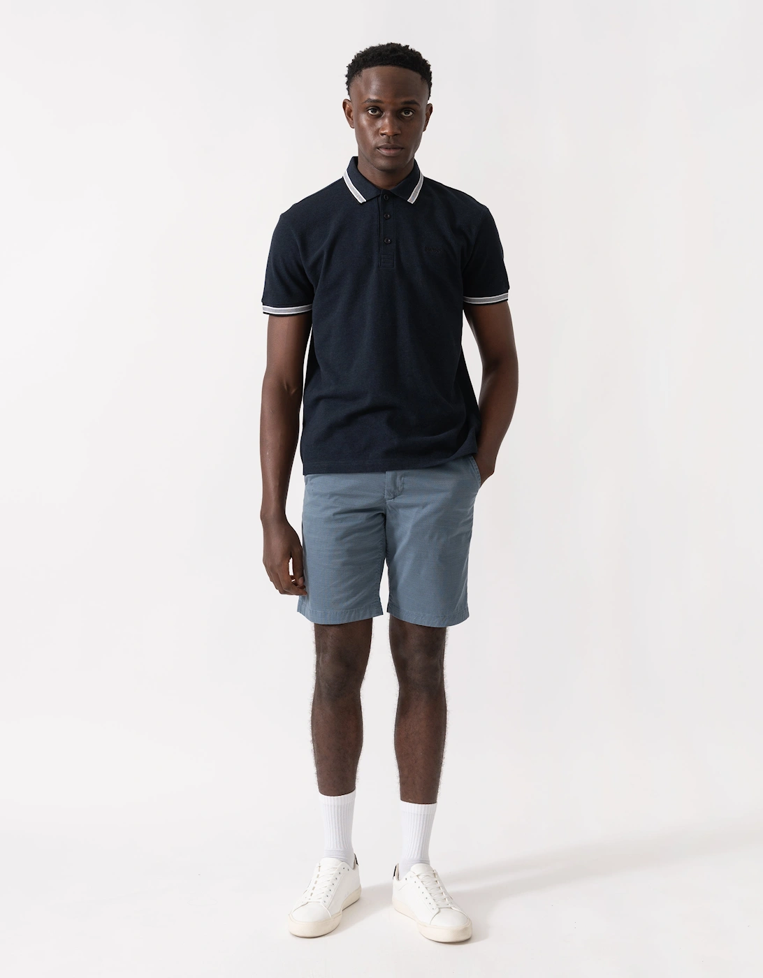 BOSS Green Paddy Mens Cotton-Piqué Polo Shirt with Contrast Logo - Navy 418, 5 of 4