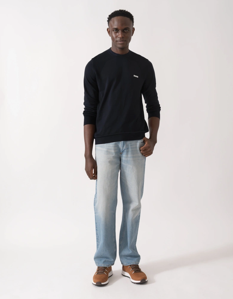 BOSS Green Momentum-Lite Crew Neck Mens Jumper - Dark Blue 402