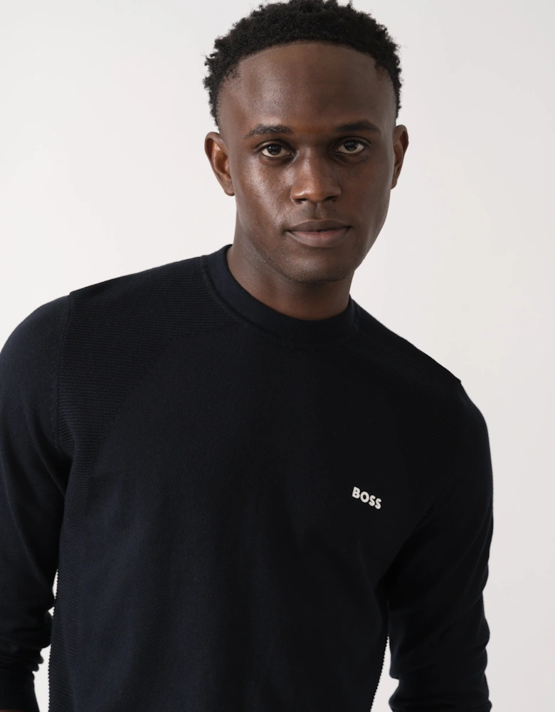BOSS Green Momentum-Lite Crew Neck Mens Jumper - Dark Blue 402