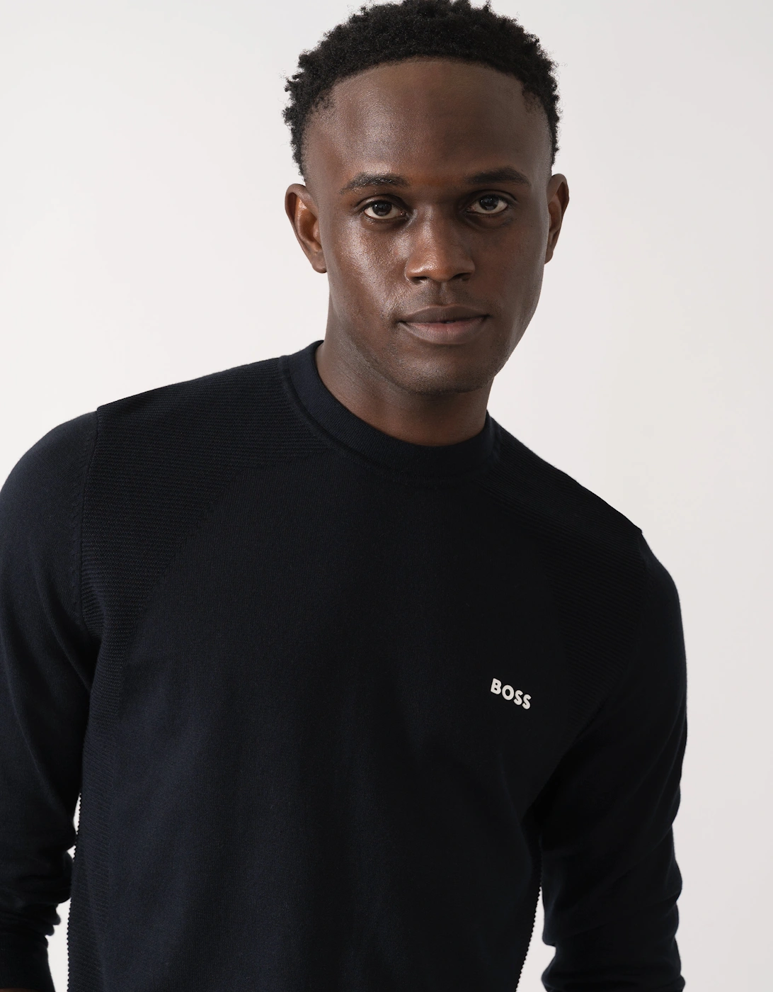 BOSS Green Momentum-Lite Crew Neck Mens Jumper - Dark Blue 402