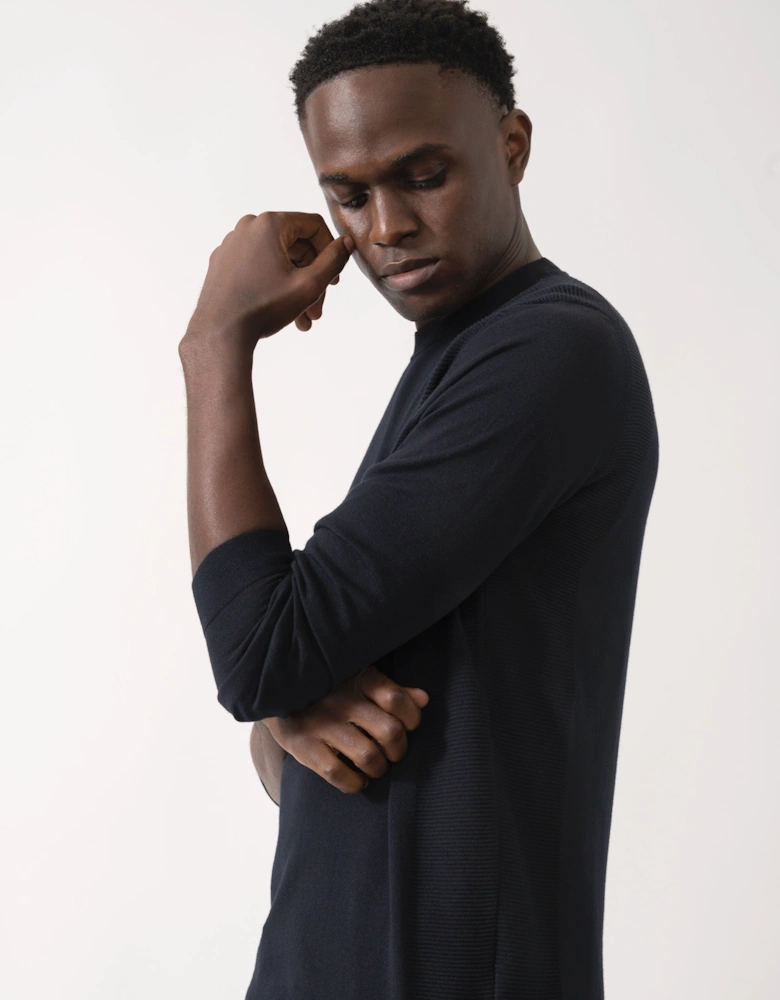 BOSS Green Momentum-Lite Crew Neck Mens Jumper - Dark Blue 402