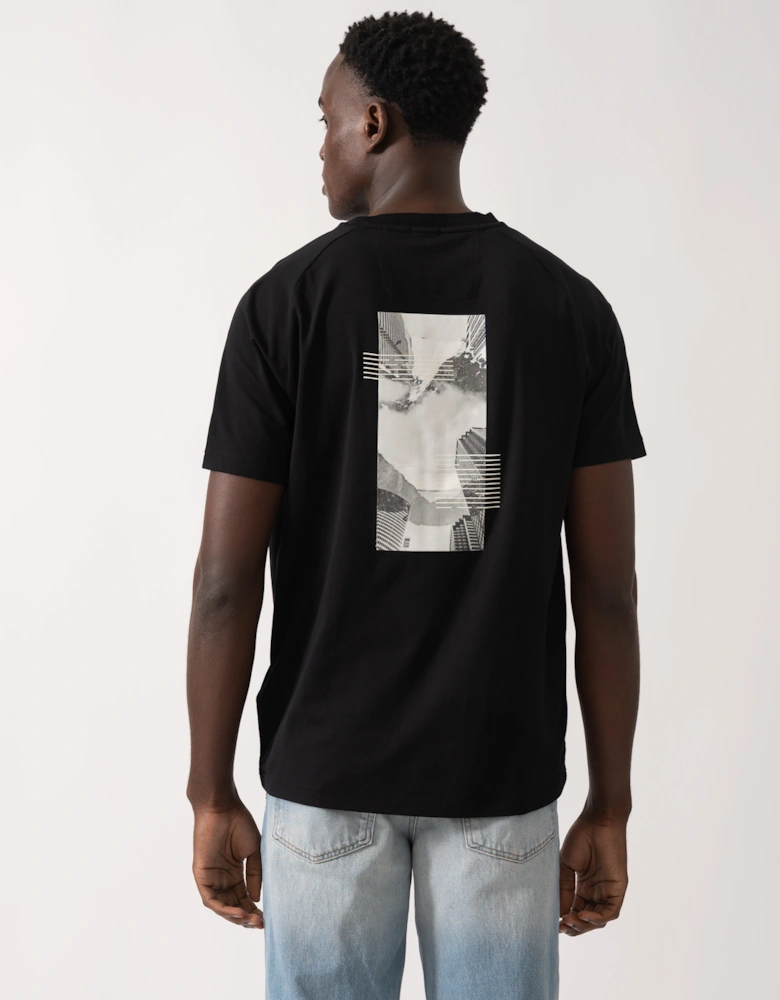 BOSS Green Zone Stripe Mens T-Shirt with Decorative Reflective Accents - Black 001