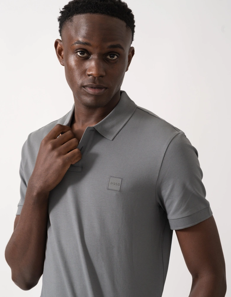 BOSS Orange Passenger Mens Stretch-Cotton Slim-Fit Polo Shirt with Logo Patch - Open Grey 062