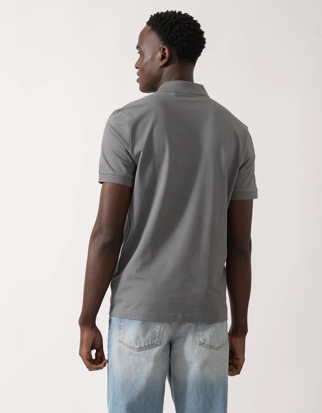 BOSS Orange Passenger Mens Stretch-Cotton Slim-Fit Polo Shirt with Logo Patch - Open Grey 062