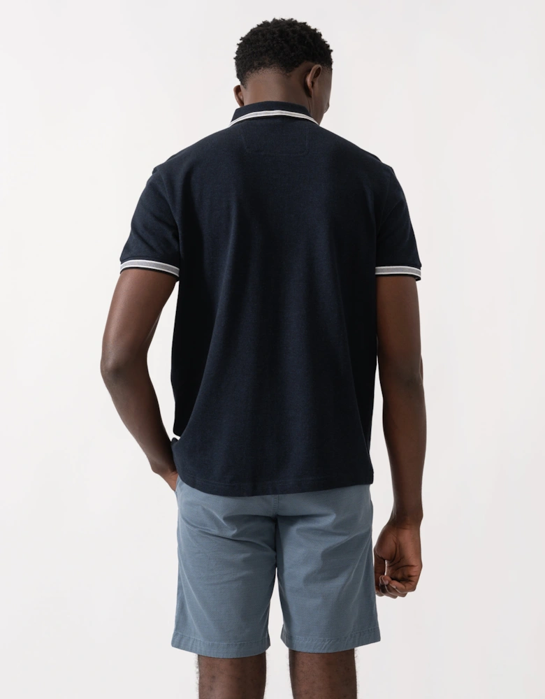 BOSS Green Paddy Mens Cotton-Piqué Polo Shirt with Contrast Logo - Navy 418