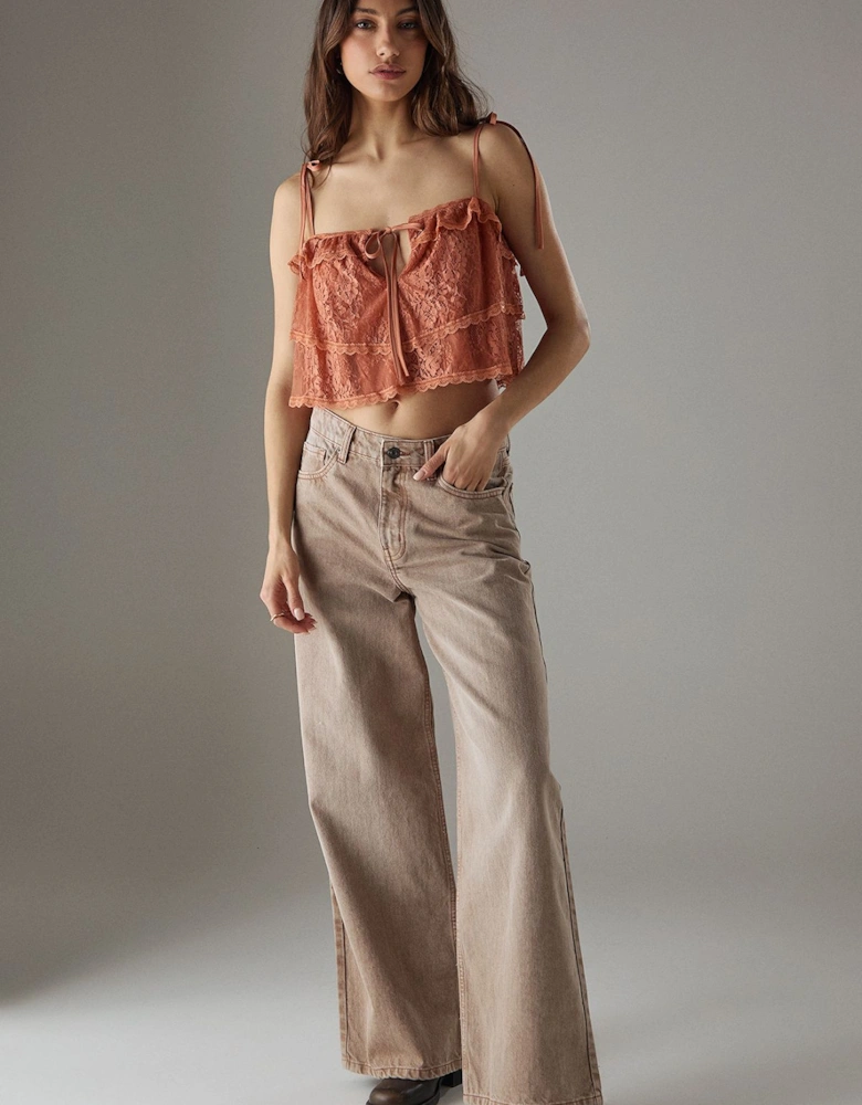 Bohemian Lace Strappy Cropped Cami Top
