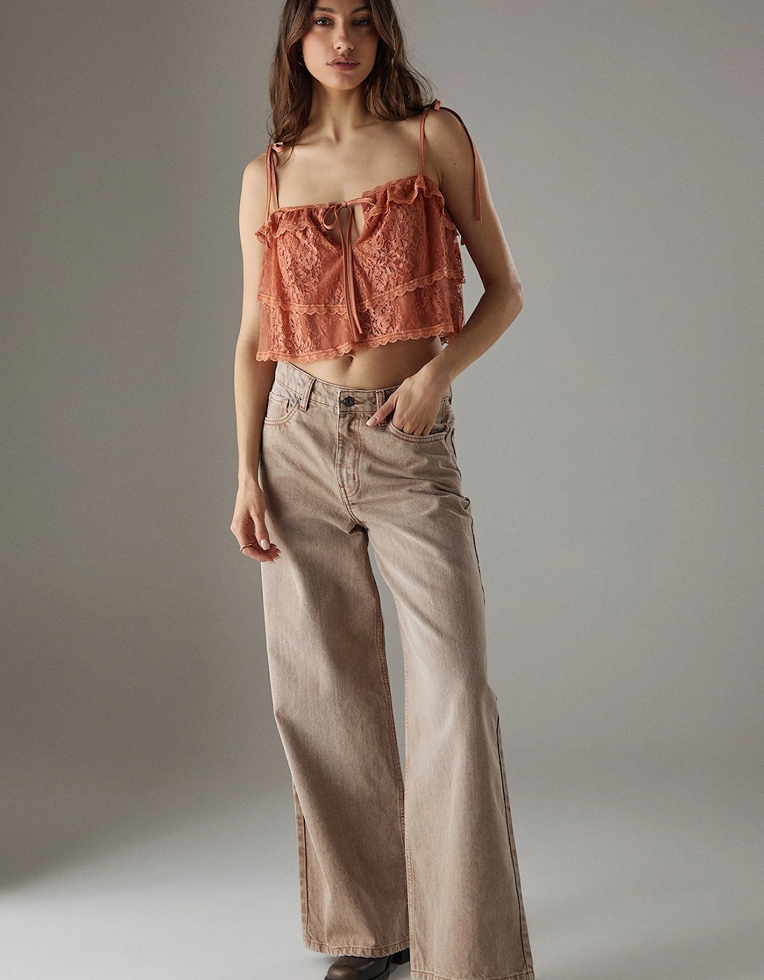 Bohemian Lace Strappy Cropped Cami Top, 2 of 1