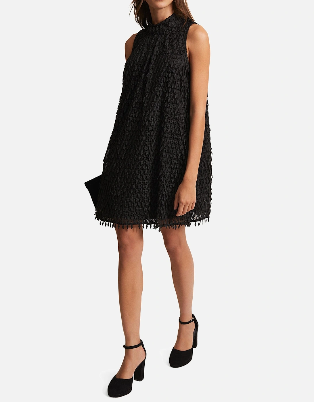 Zafia Black Textured Shift Dress, 2 of 1