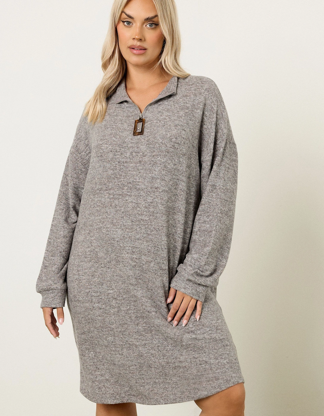 Zip Neck Detail Jumper Dress, 2 of 1