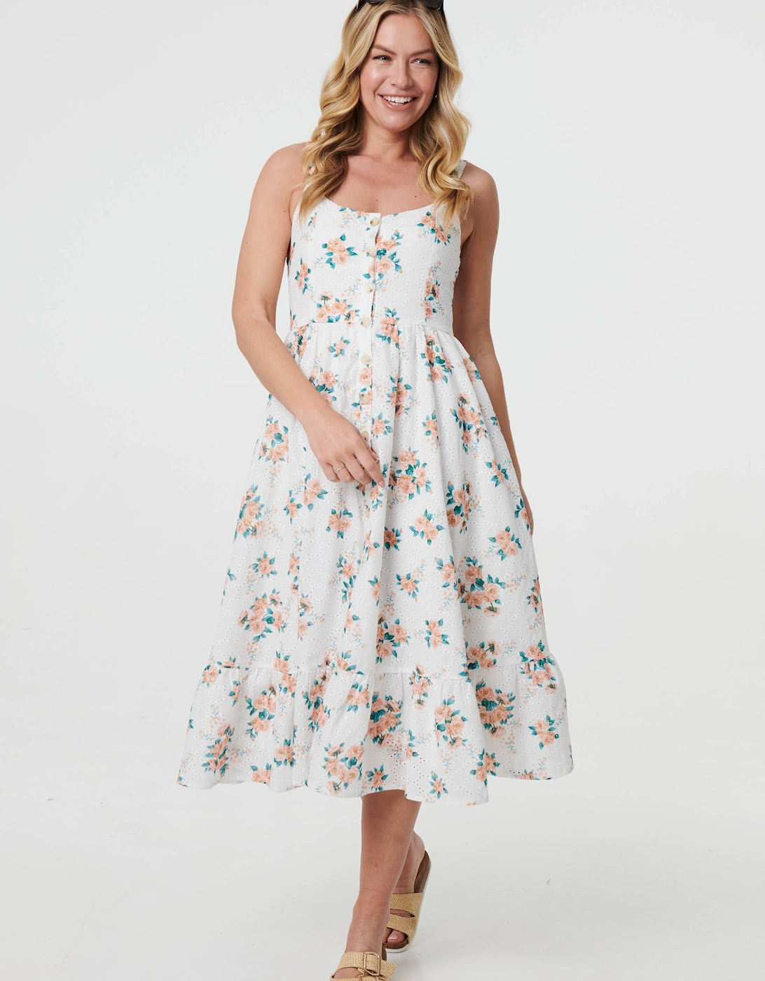 Floral A-Line Cami Strap Midi Dress, 2 of 1