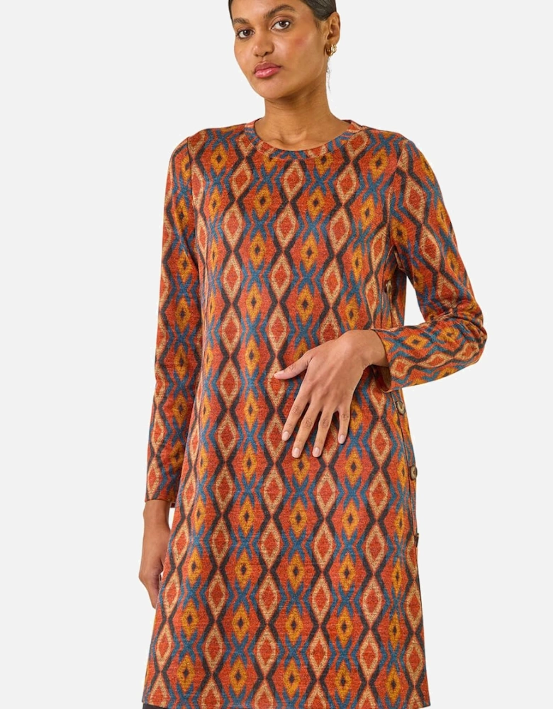 Geo Print Stretch Swing Dress