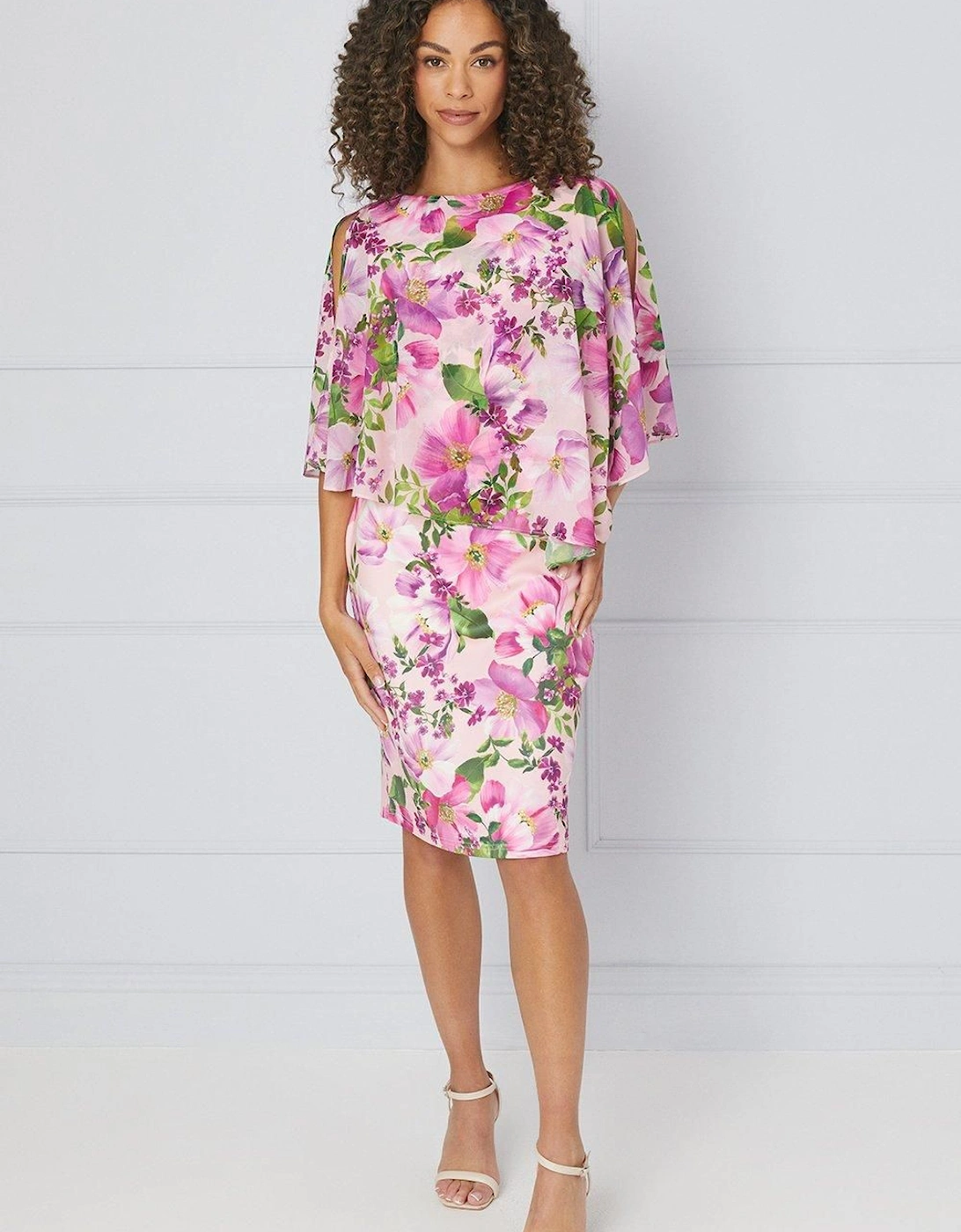 Floral Overlay Pencil Dress, 2 of 1