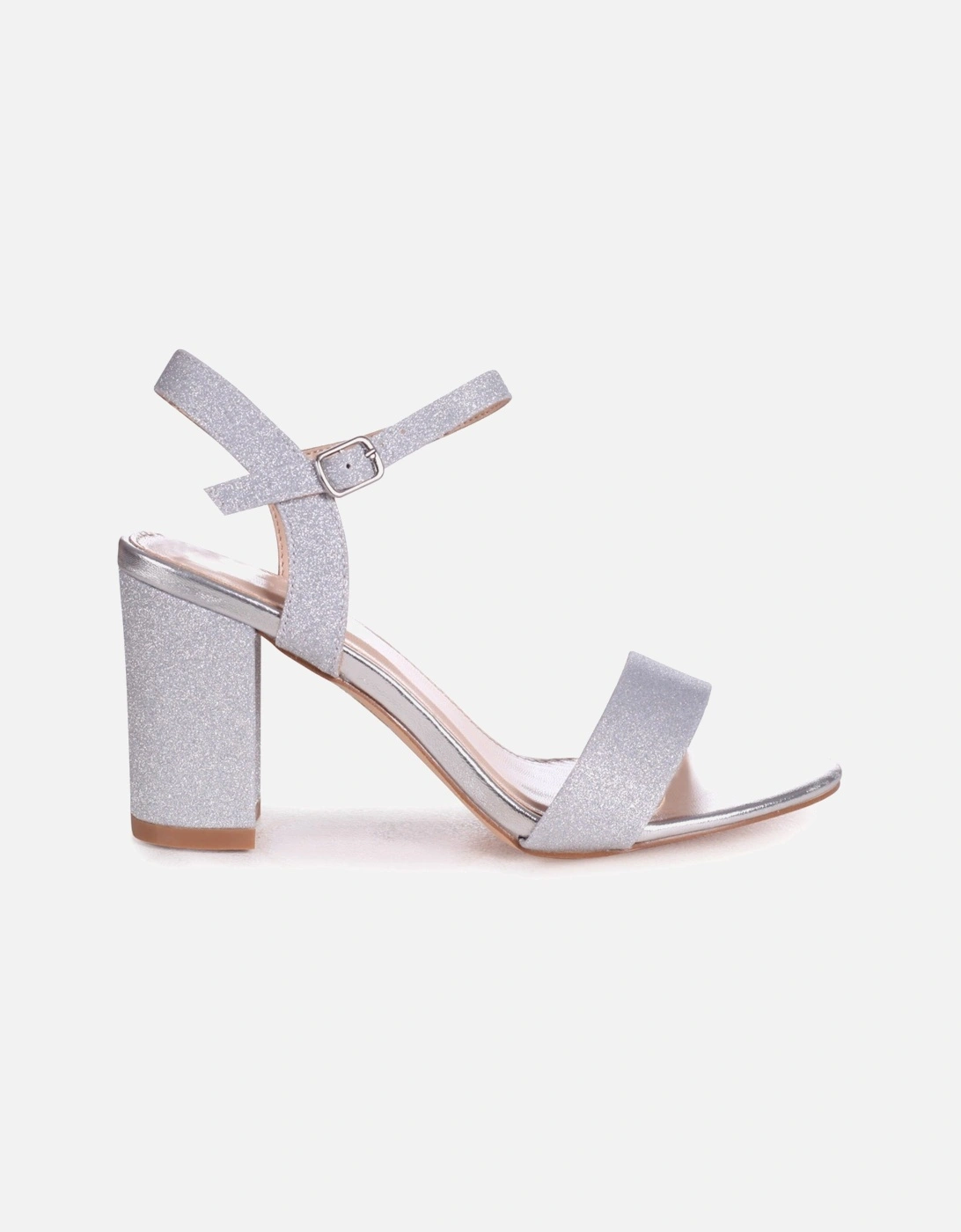 Skyline Silver Glitter Open Back Barely There Block Heeled Sandal, 2 of 1