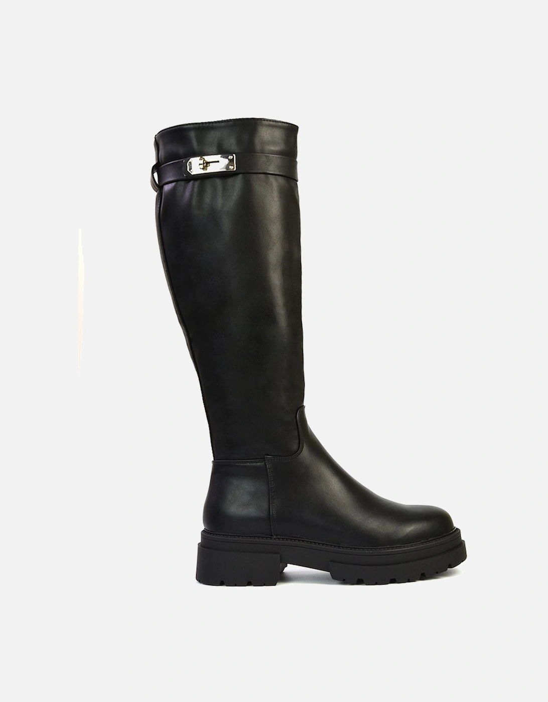 'Pose' Chunky Sole Buckle Knee High Biker Boots, 2 of 1