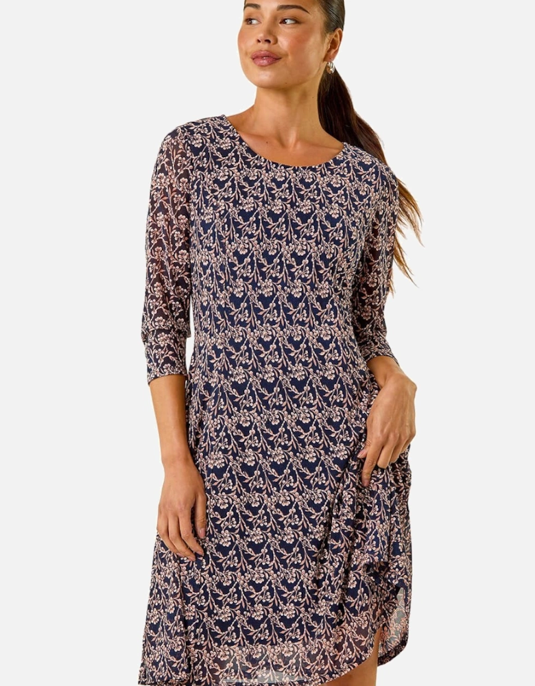 Petite Ditsy Floral Print Stretch Dress