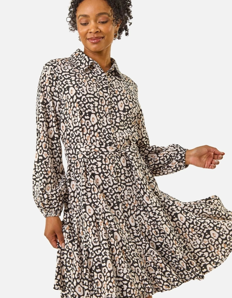 Petite Animal Print Shirt Dress