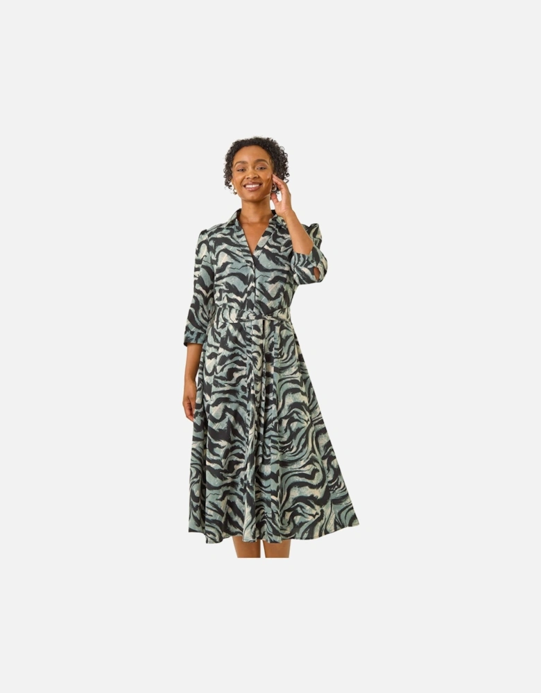 Petite Animal Print Stretch Shirt Dress