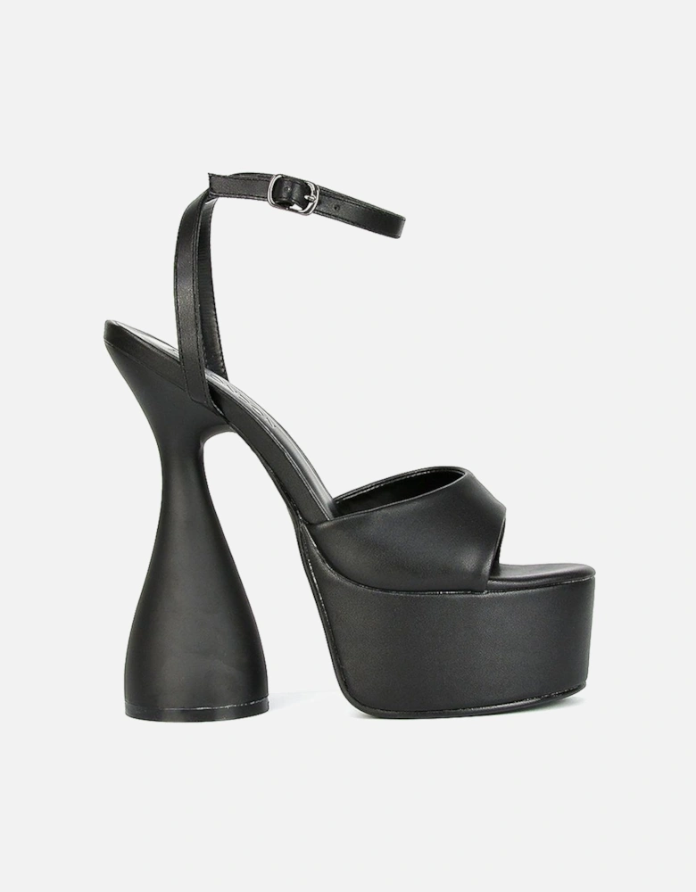'Acacia' Strappy Peep Toe Cylinder Block Platform High Heel