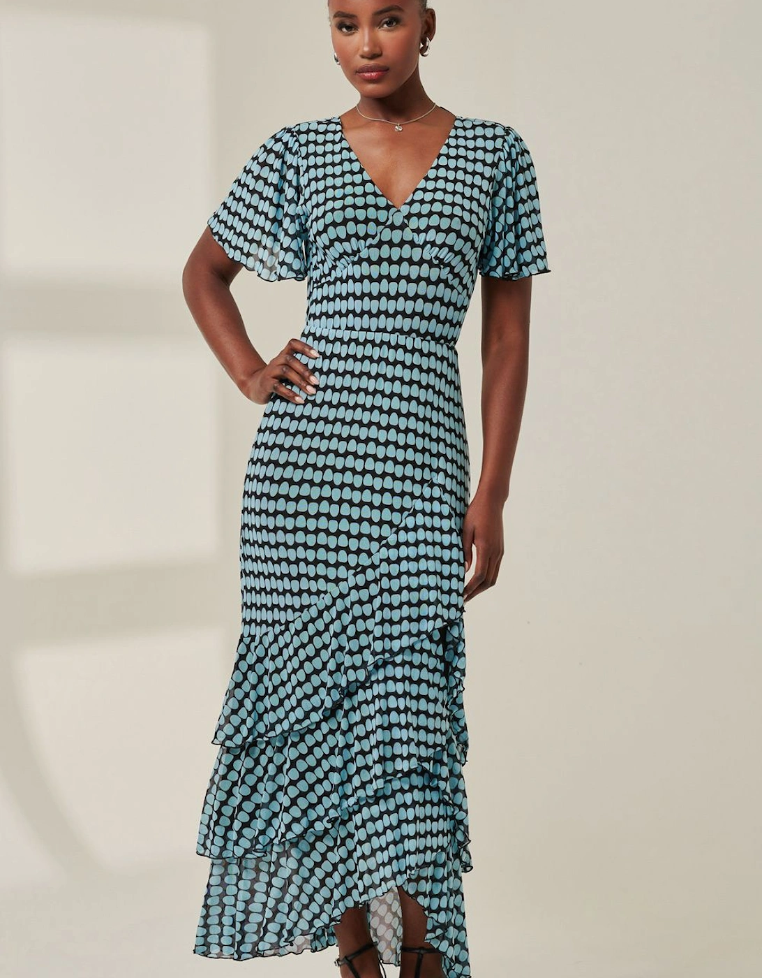 Geo Print Tiered Maxi Dress, 2 of 1