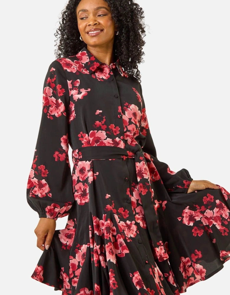 Petite Floral Print Shirt Dress