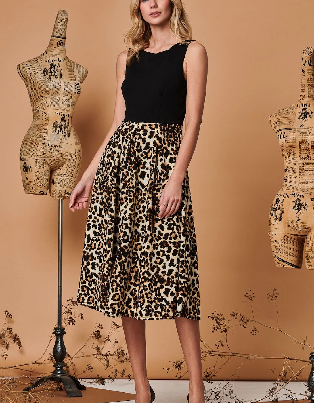 Two Tone Contrast Print Midi Dress, 2 of 1