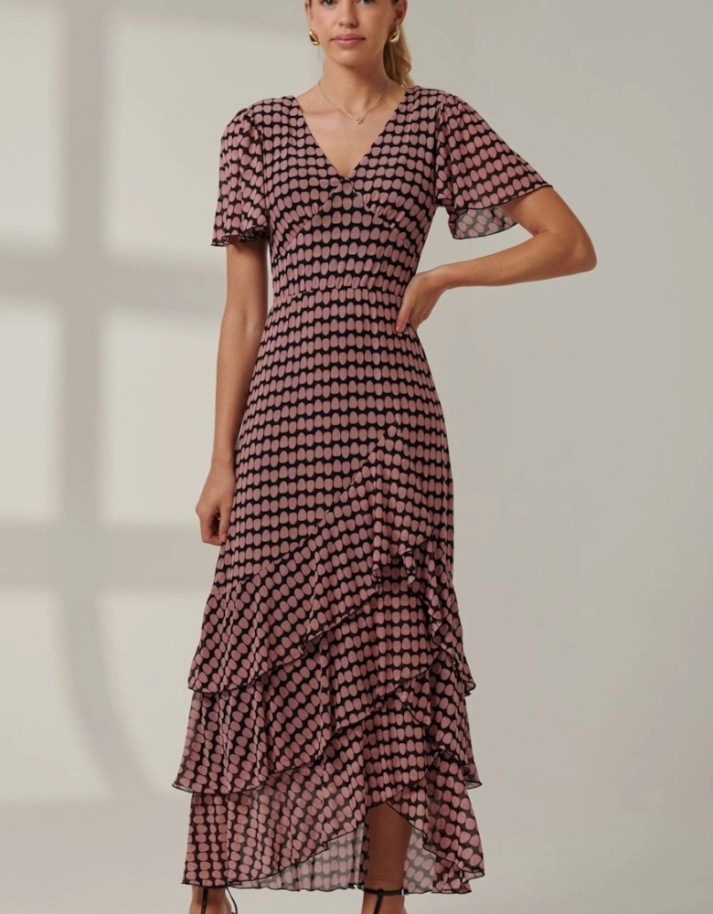 Geo Print Tiered Maxi Dress