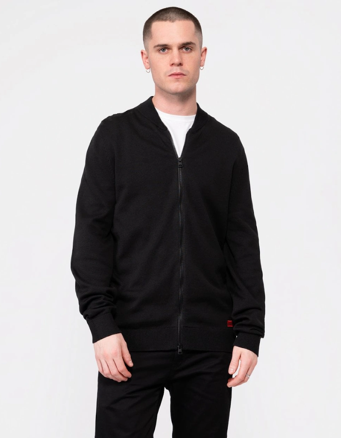 HUGO San Jaque-C Mens Double Zip Cardigan - Black 001, 5 of 4