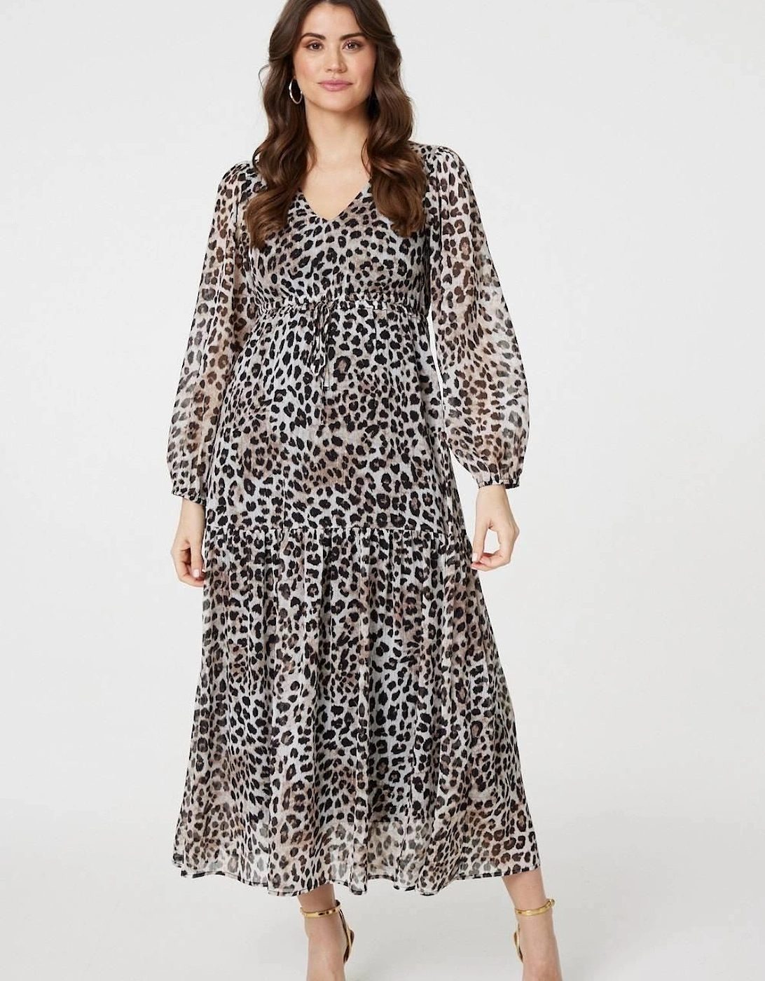 Animal Print Semi Sheer Tiered Maxi Dress, 2 of 1