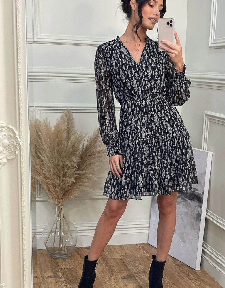 Ditsy Print Chiffon Smock Dress