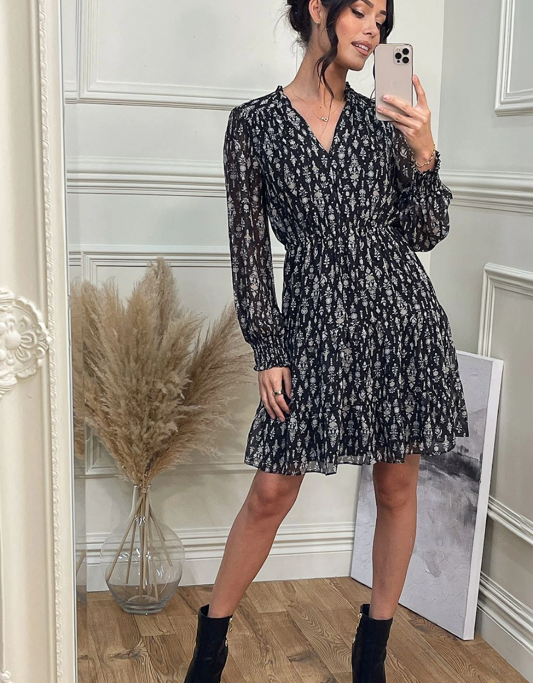 Ditsy Print Chiffon Smock Dress, 2 of 1