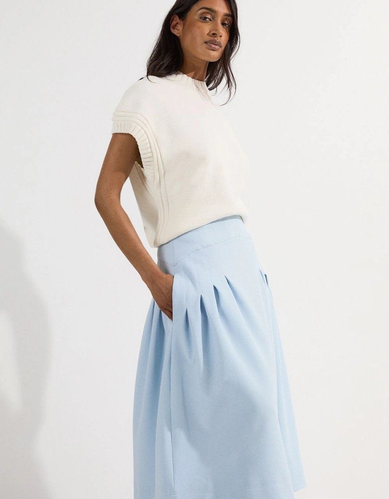 Tailored Textured Full Midi Skirt