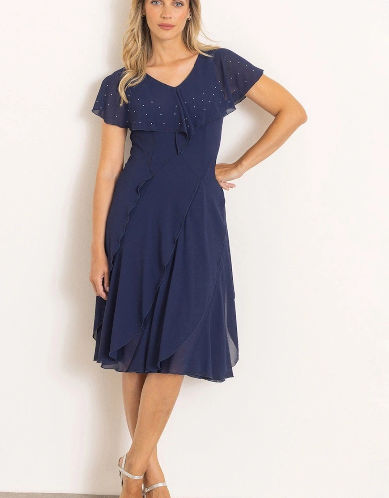 Embellished Layered Chiffon Dress