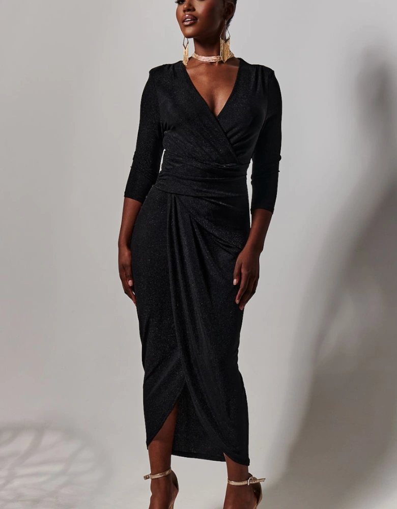 Wrap Sparkly Maxi Bodycon Dress