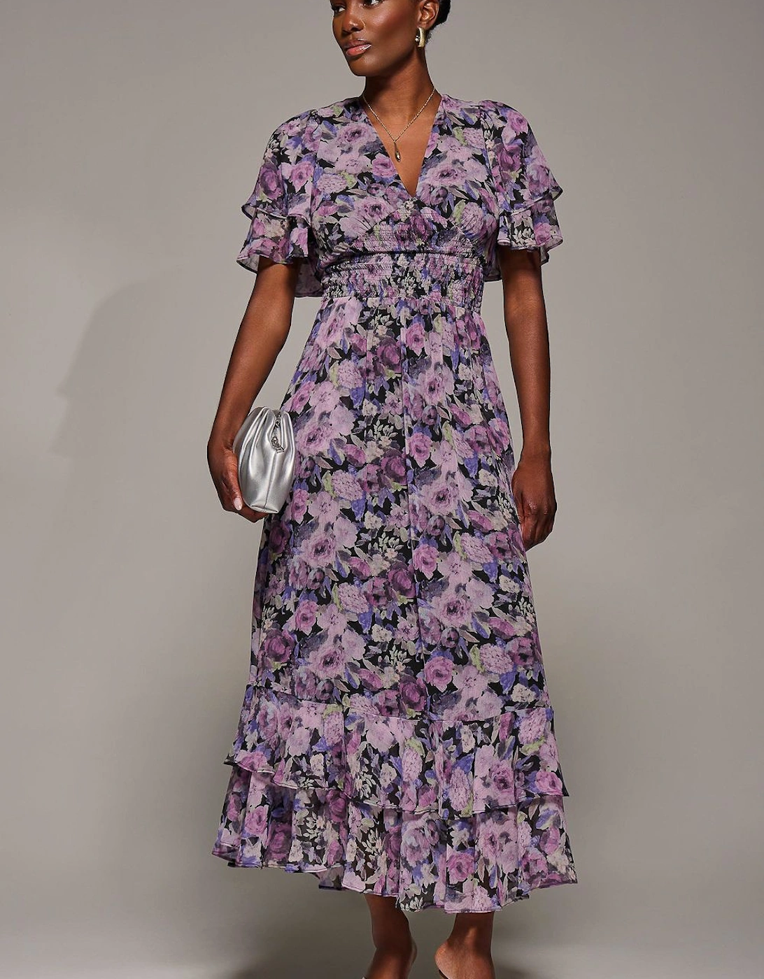 Chiffon Layered Sleeve Ruffle Hem Midaxi, 2 of 1