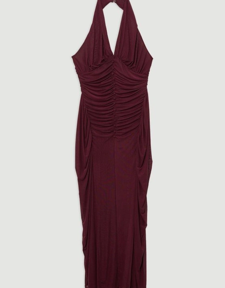 Petite Jersey Mesh Halterneck Midi Dress