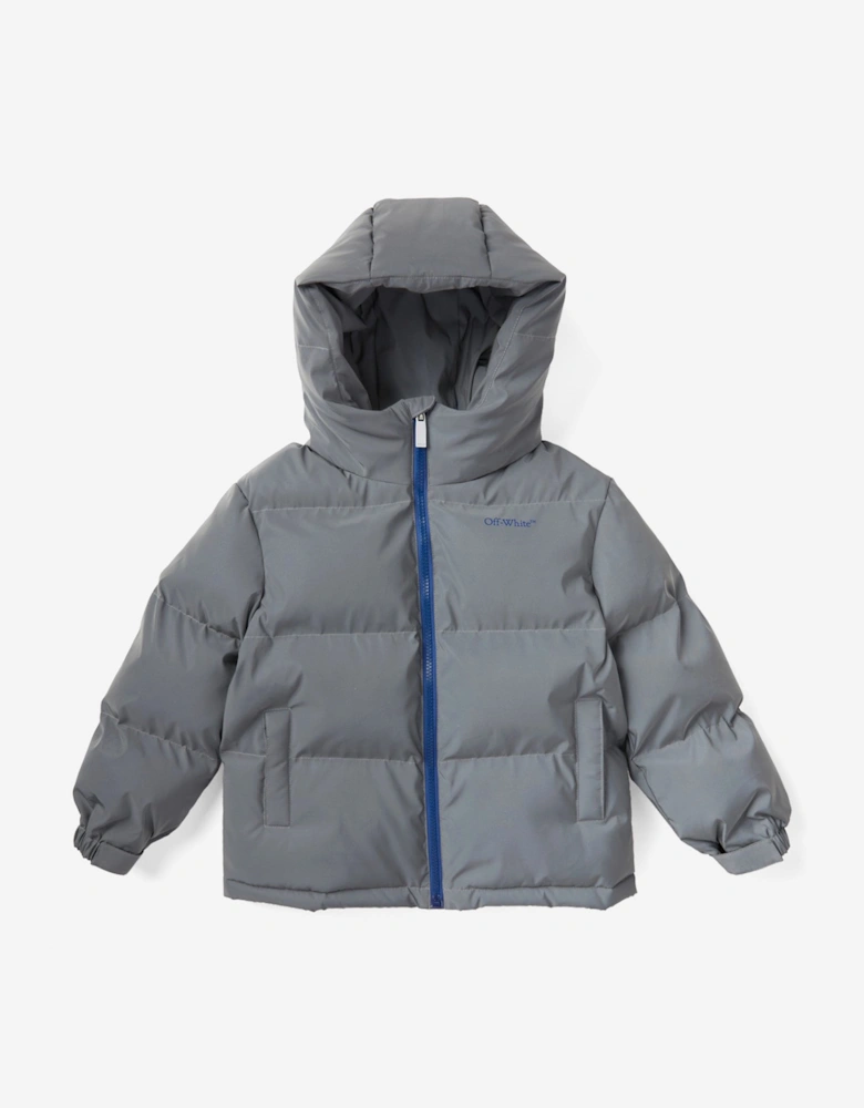 Kids Bookish Puffer Jacket in Grey