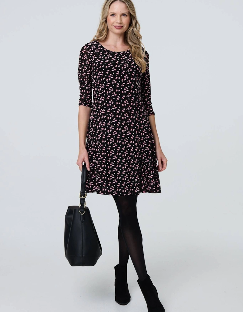Ditsy Floral Lace 3/4 Sleeve Short Dress