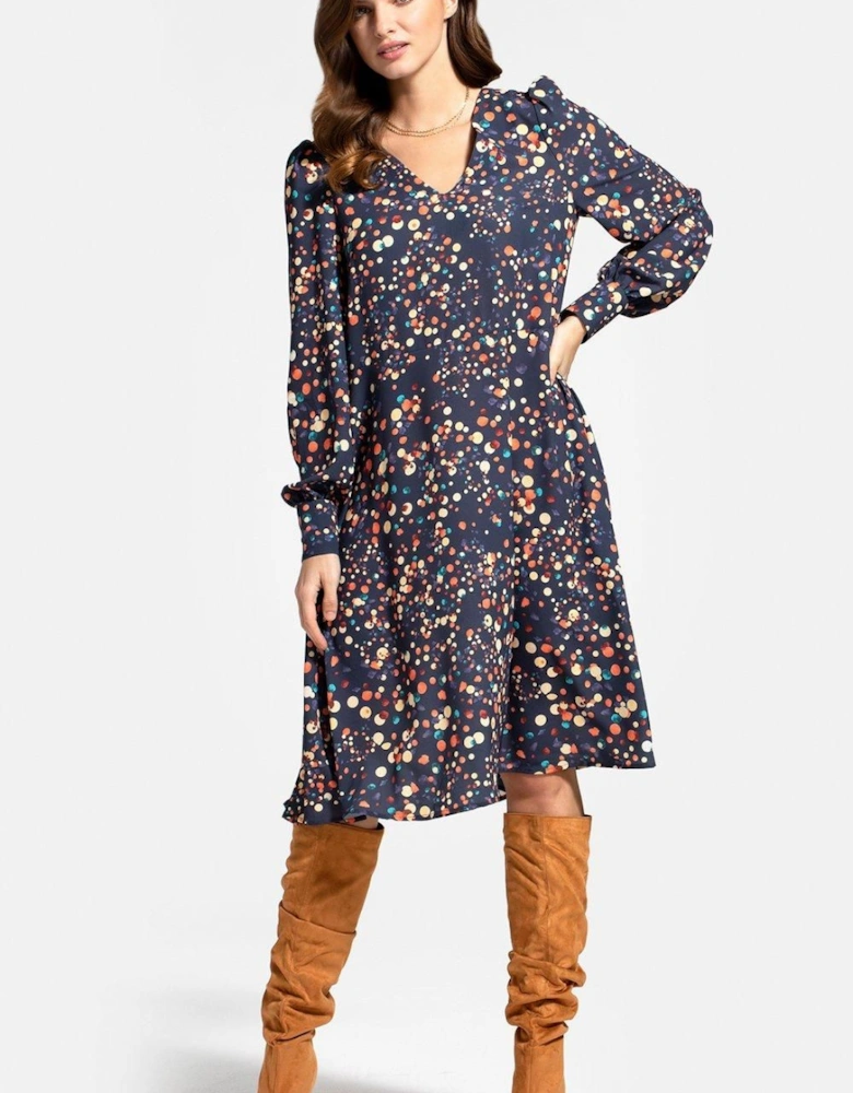 Chiffon Loose Dress with V Neck