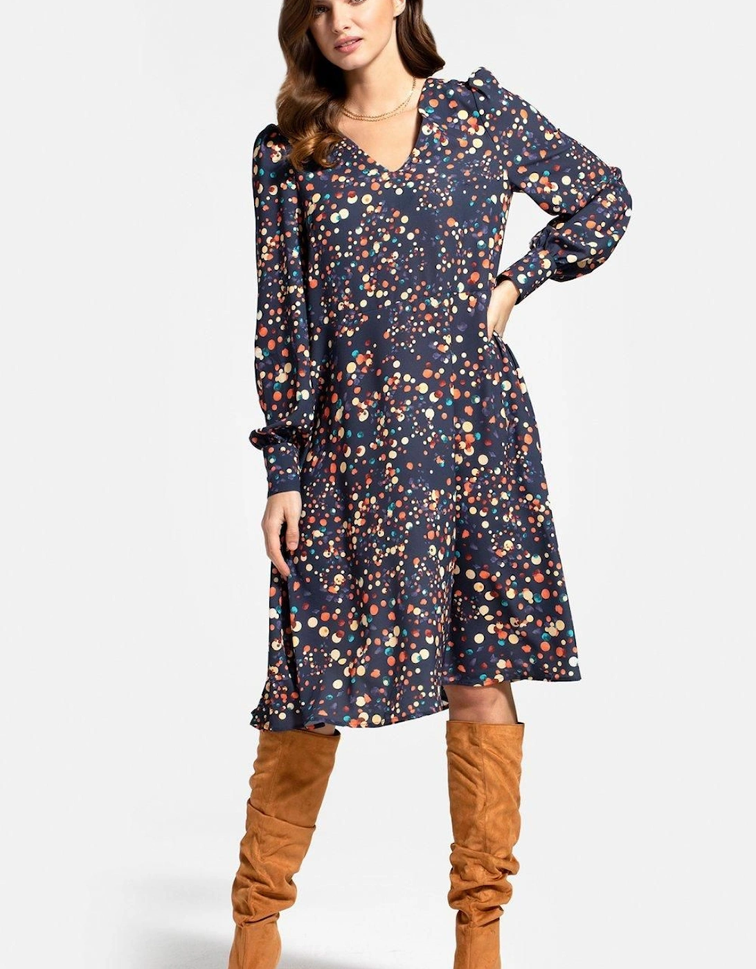 Chiffon Loose Dress with V Neck, 2 of 1