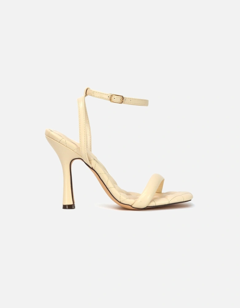 'Ryna' Quilted Insole Barely There Strappy Stiletto Square Toe High Heels