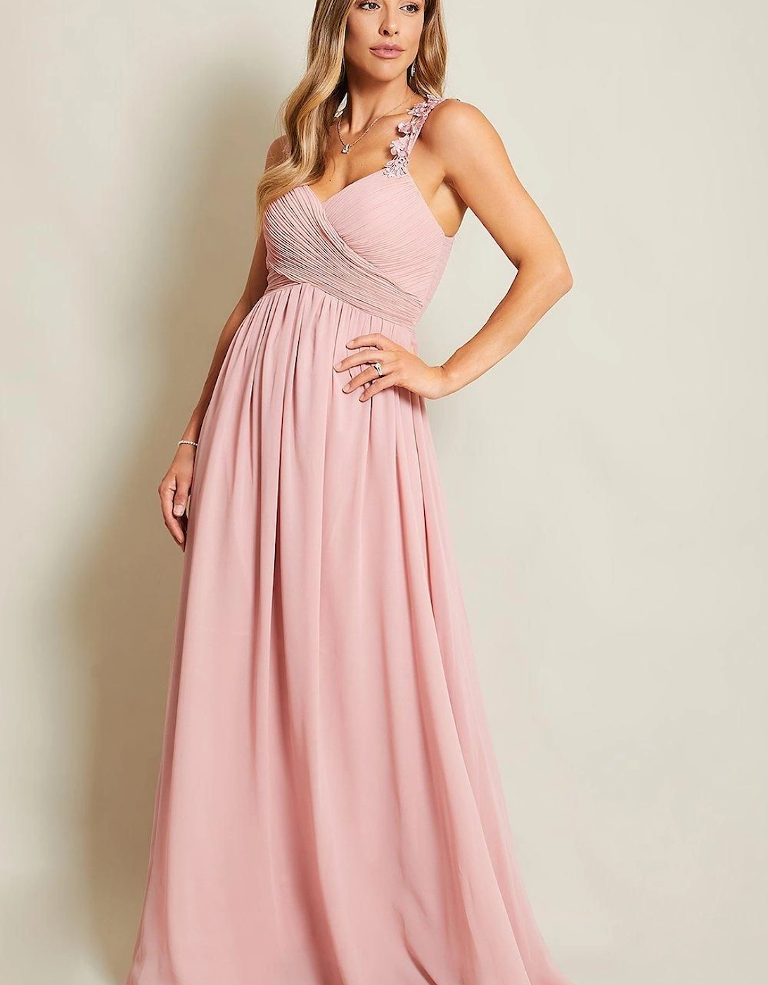 Flower Shoulder Chiffon Maxi Dress, 2 of 1