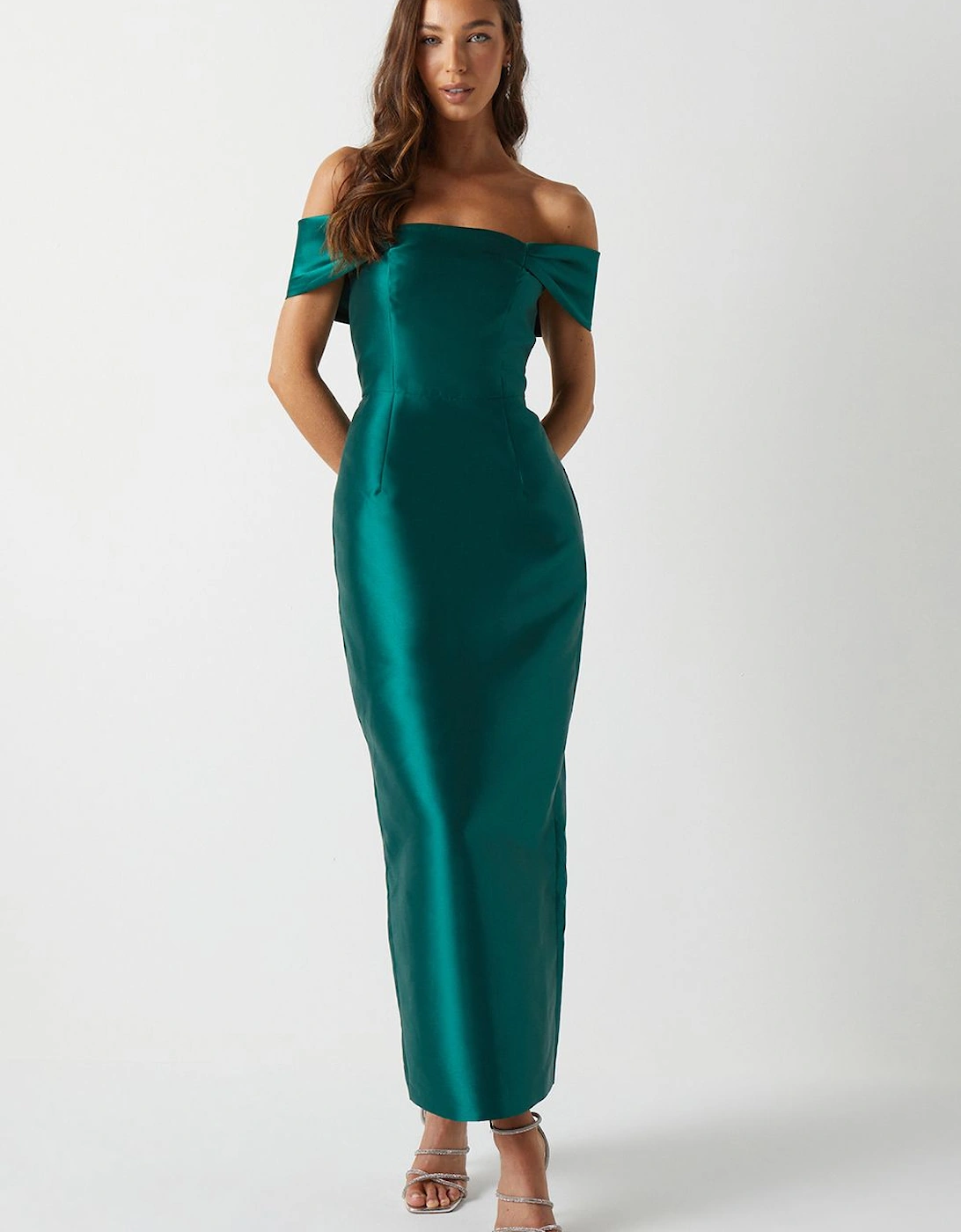Honoured Twill Bardot Column Midi Bridesmaid Dress, 2 of 1