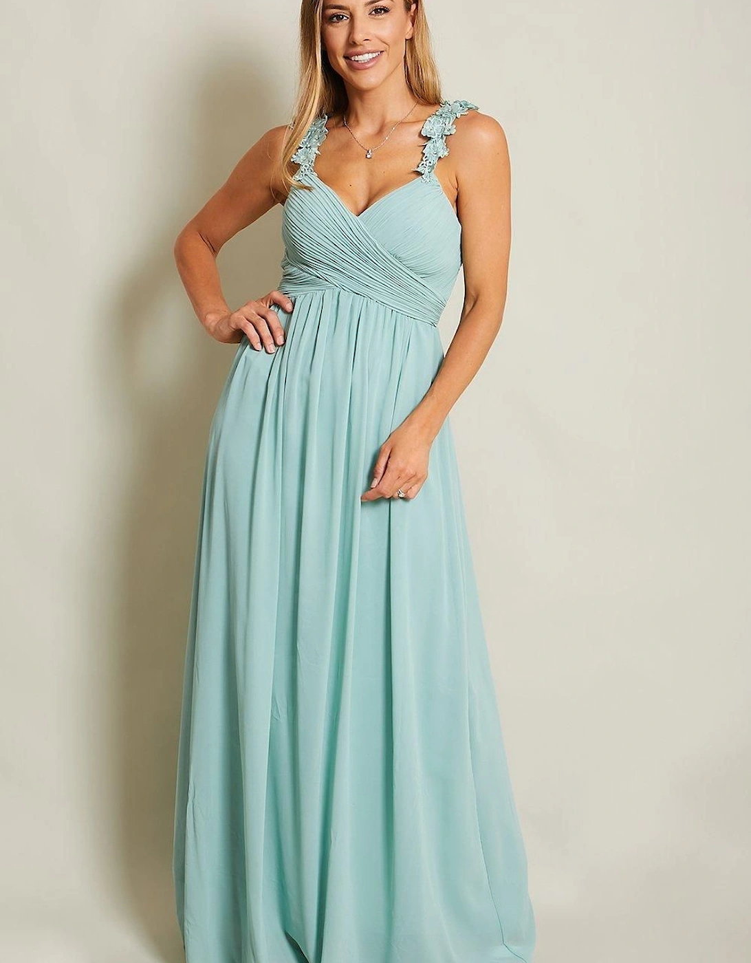 Flower Shoulder Chiffon Maxi Dress, 2 of 1
