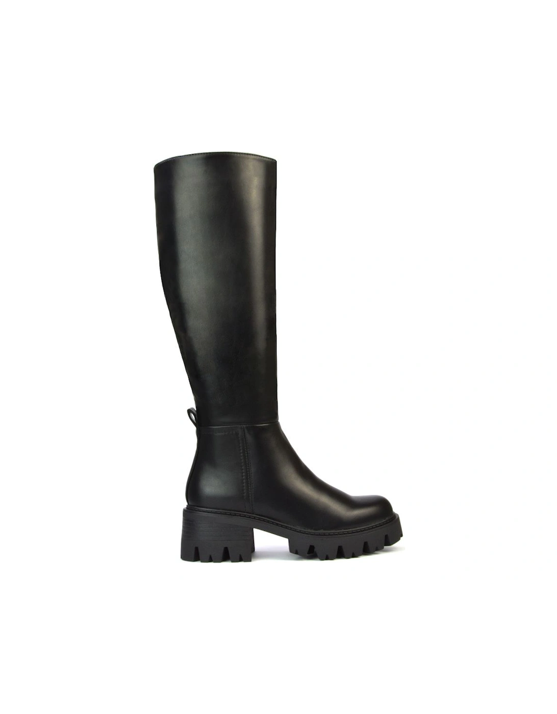'Aubree' Chunky Platform Block Heel Knee High Biker Boots, 2 of 1
