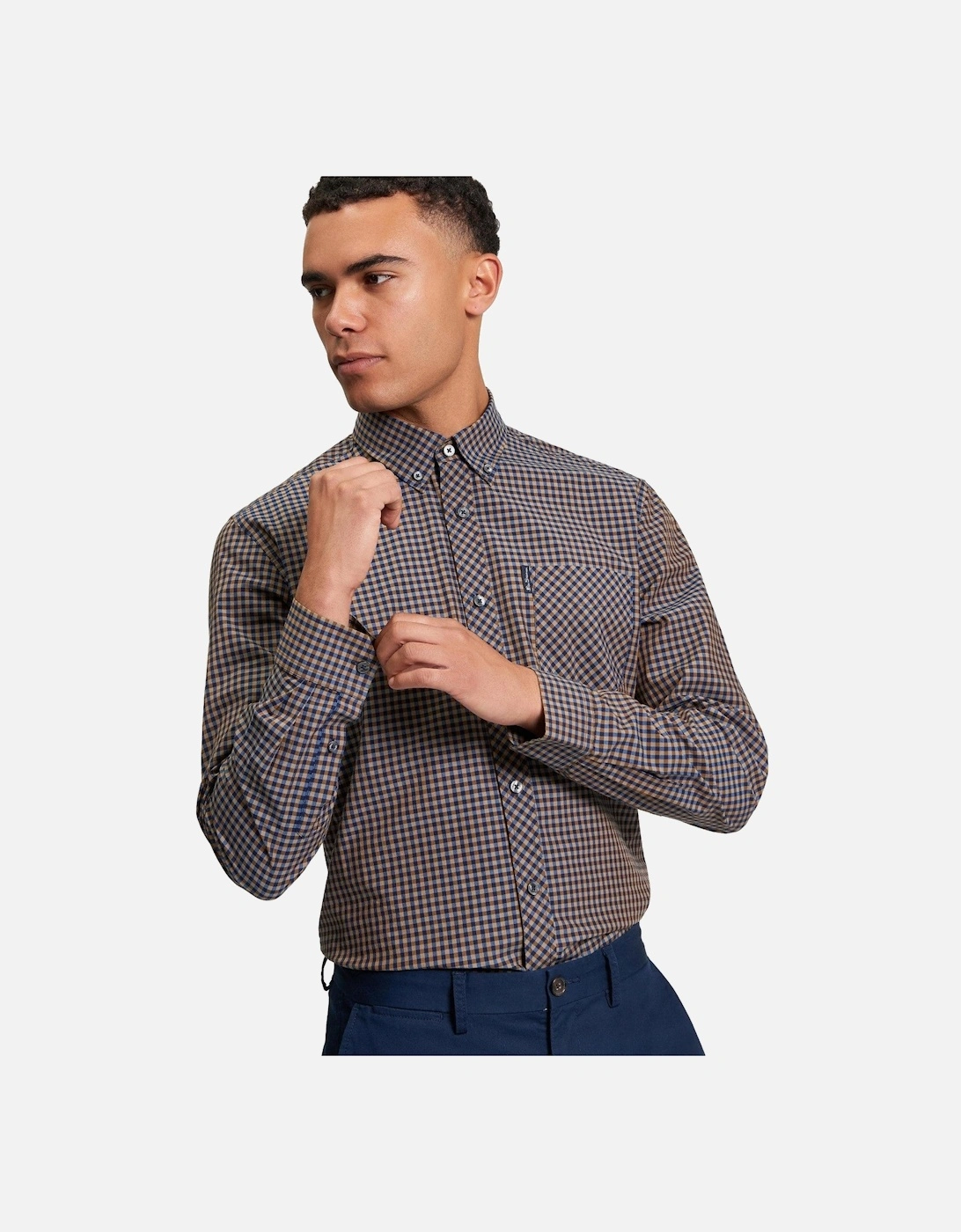 Mens Signature Gingham Long Sleeve Shirt, 2 of 1