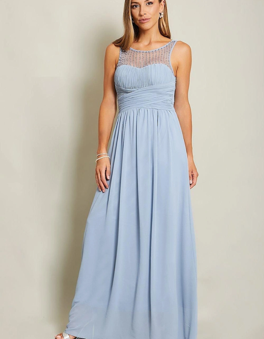 Gem & Mesh Front Chiffon Maxi Dress, 2 of 1
