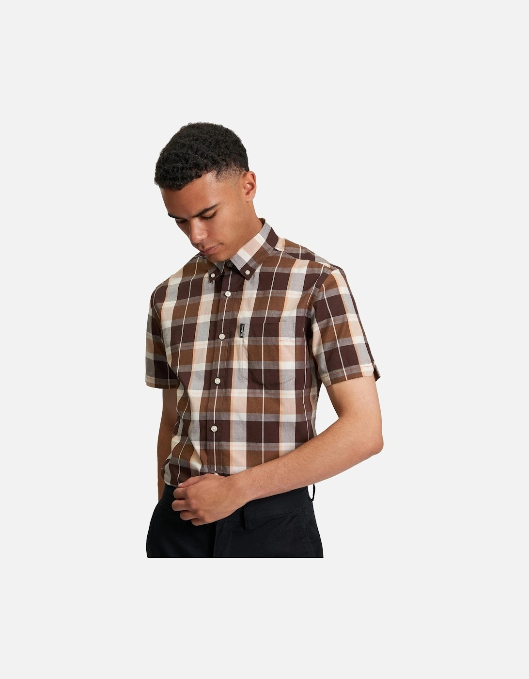 Mens Block Check Short Sleeve Shirt, 2 of 1