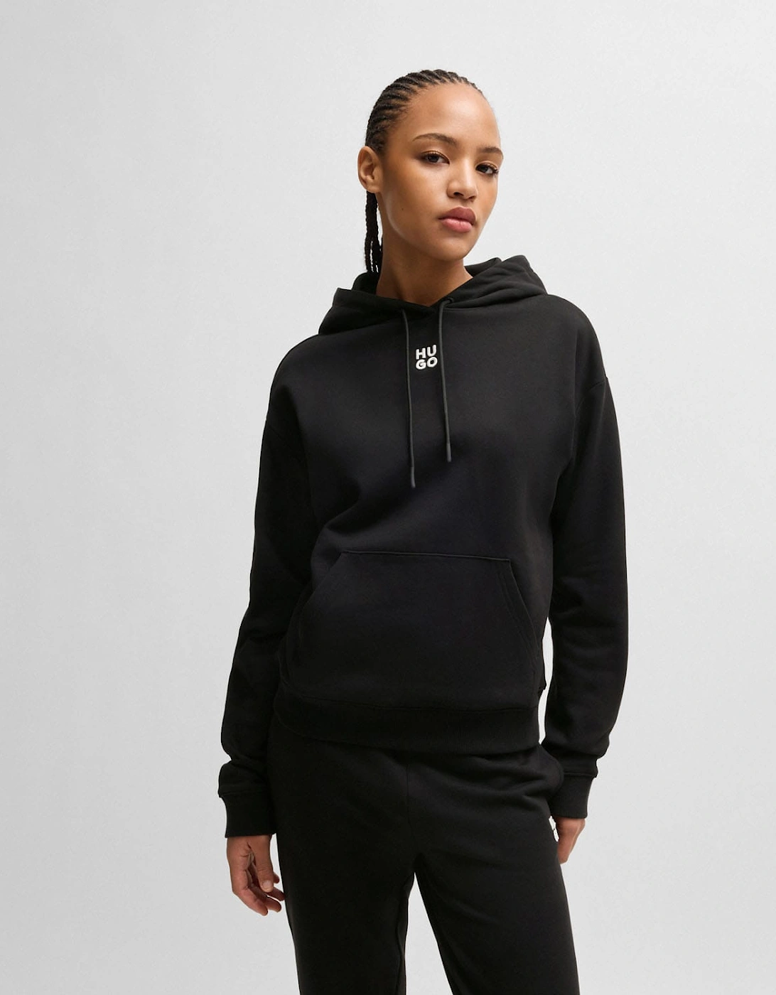 Delfinia Stacked Logo Embroidery Hoodie, 6 of 5